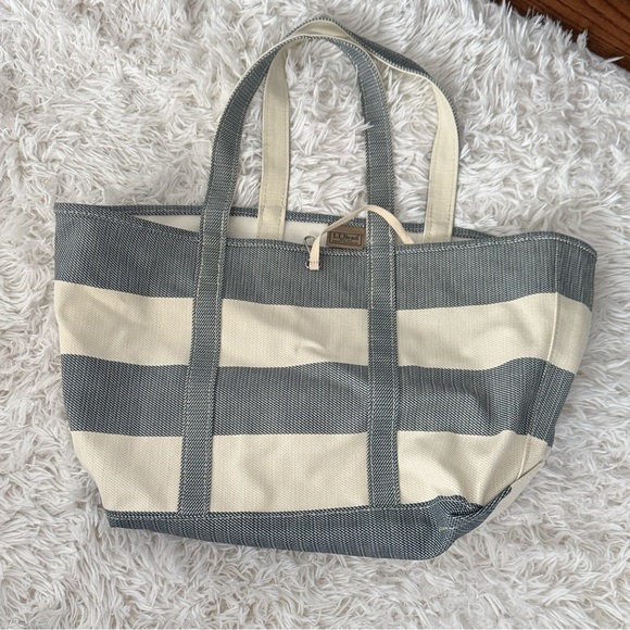 L.L. Bean Handbags - L.L. Bean Cream and Gray Striped Tote
